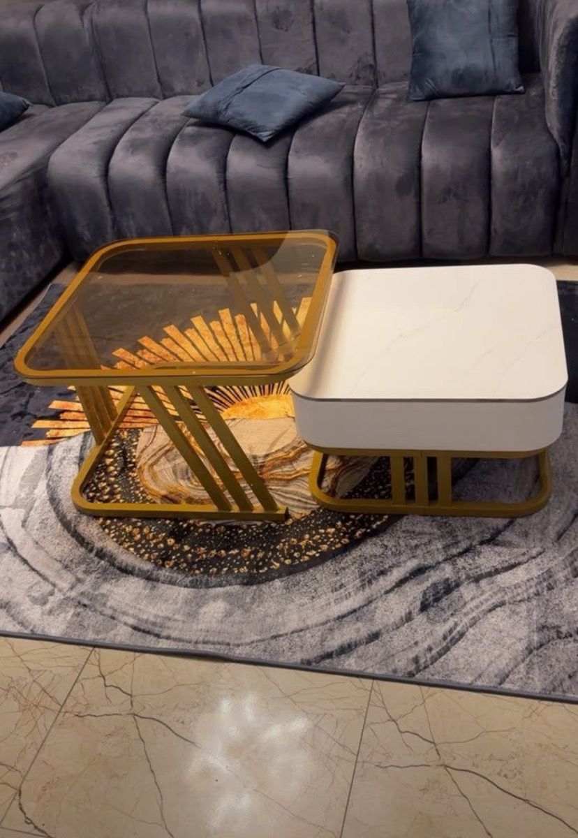 Pure Marble Square 2in1 Center Table with Glass and Drawer-‪09035422496‬ photo 2