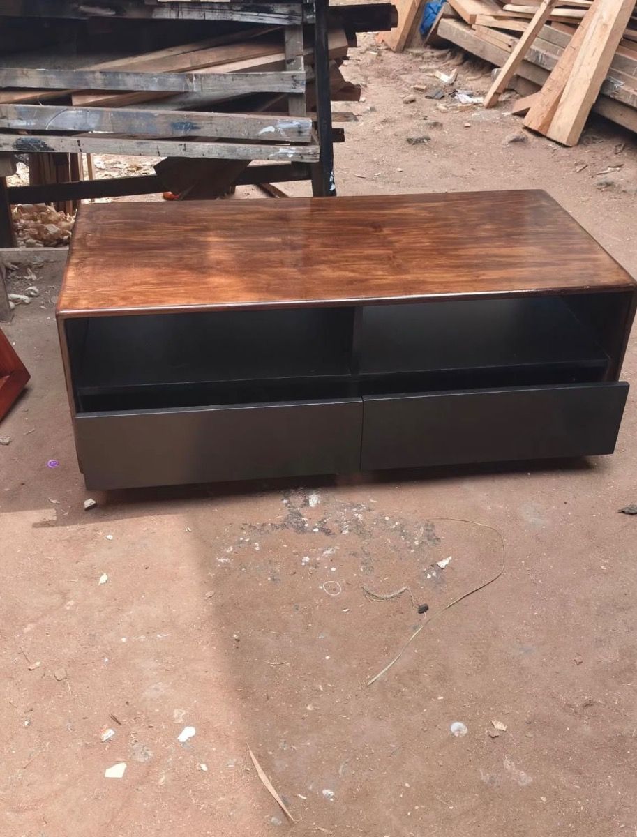 Modern TV Stand | Walnut & Black Finish
