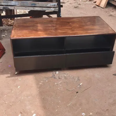Modern TV Stand | Walnut & Black Finish